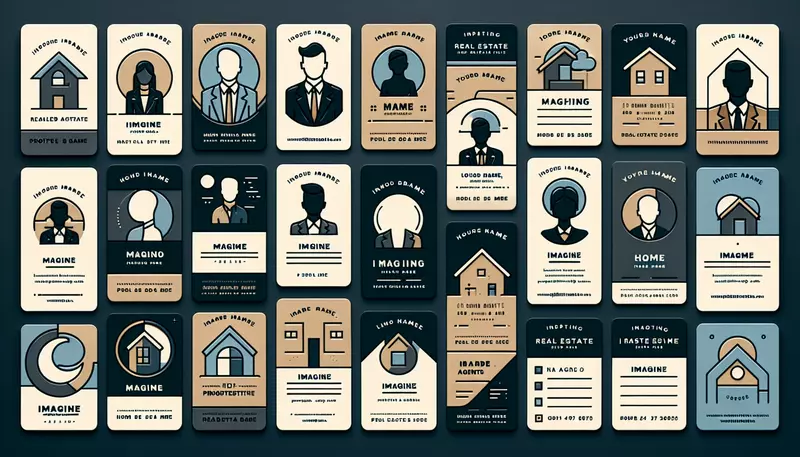 Profile cards for real estate agents, where design elements such as color and typography reinforce brand identity.